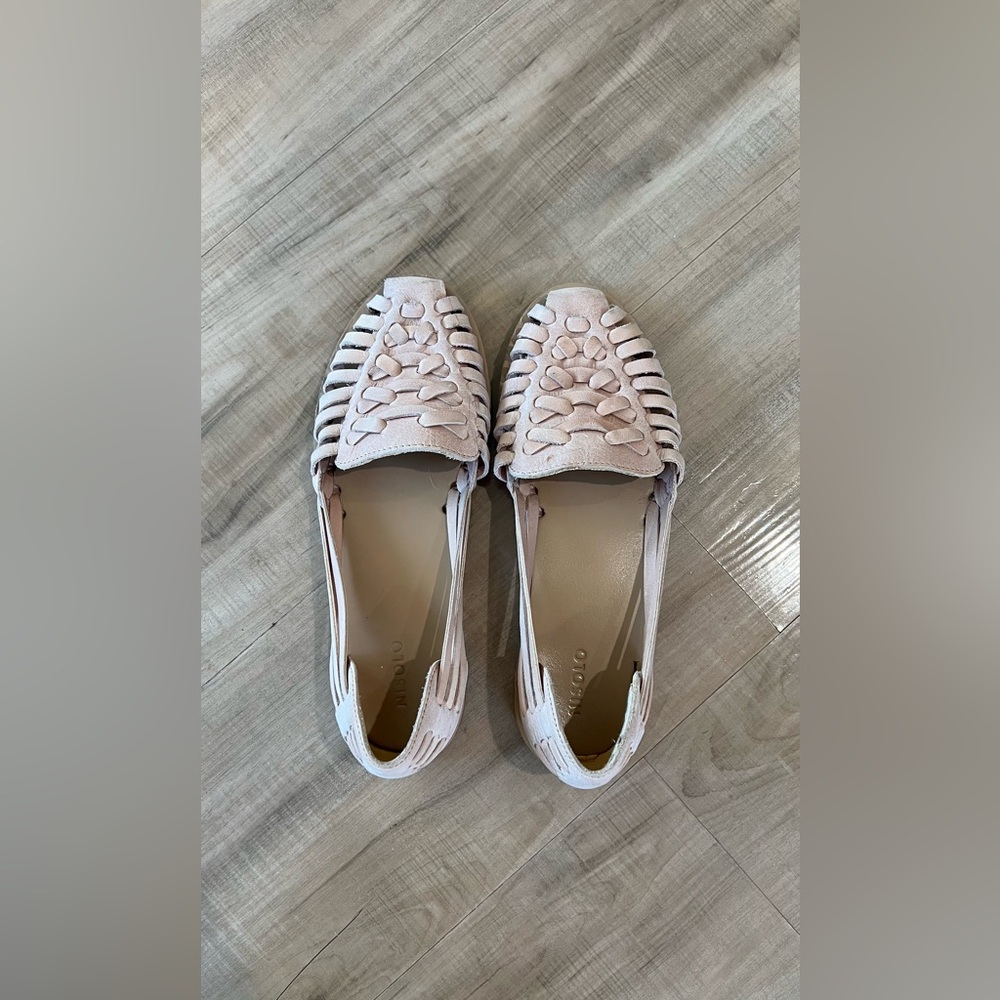 nisolo hurache flat, size 6.5, desert rose